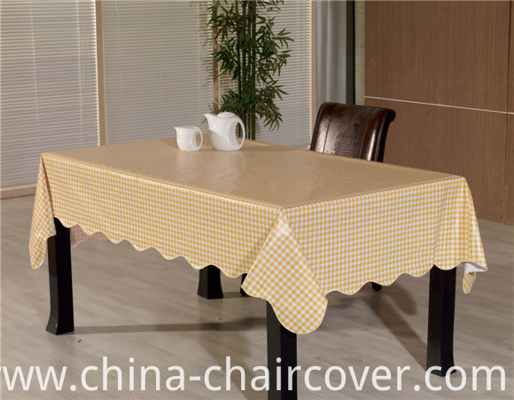 Square Shape Flannel Backing Table Cloth PVC Printed Pattern Oilproof, Waterproof Feature